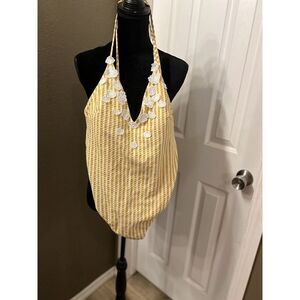 $108 Jessica Simpson V-Neck‎ Tie-Shoulder One-Piece Swimsuit Goldie Size XL